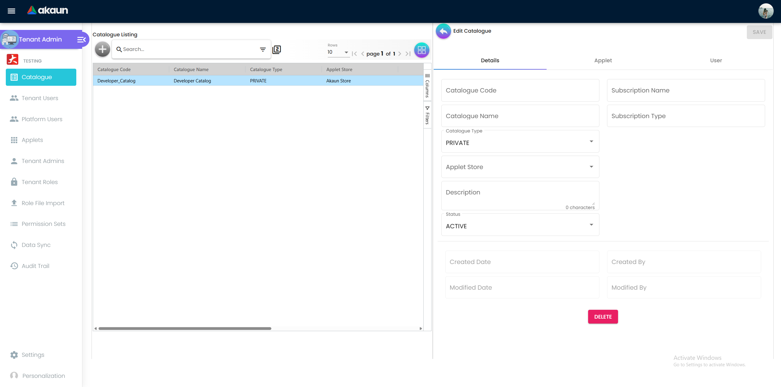 Catalogue Management