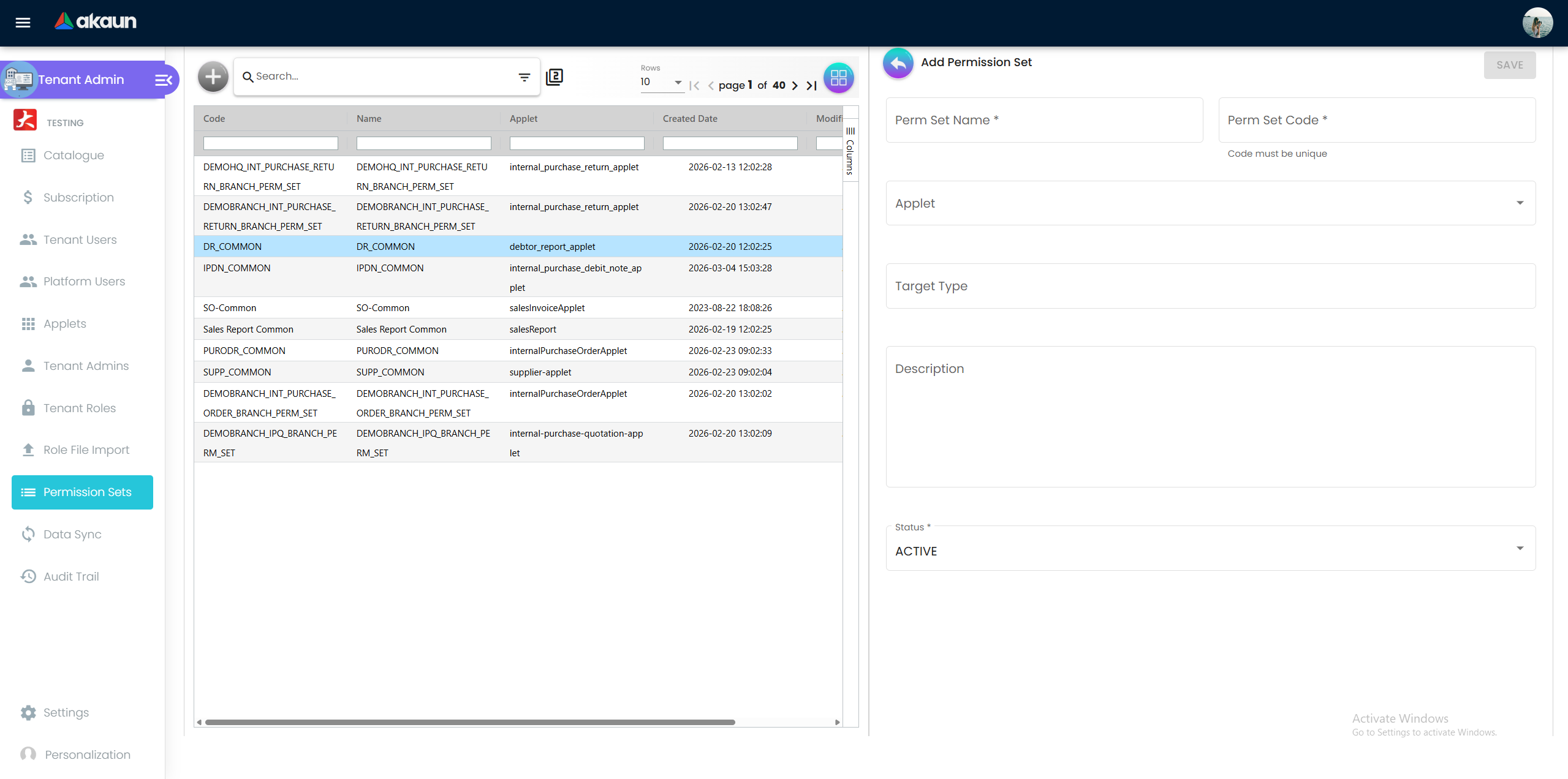 Permission Set Listing