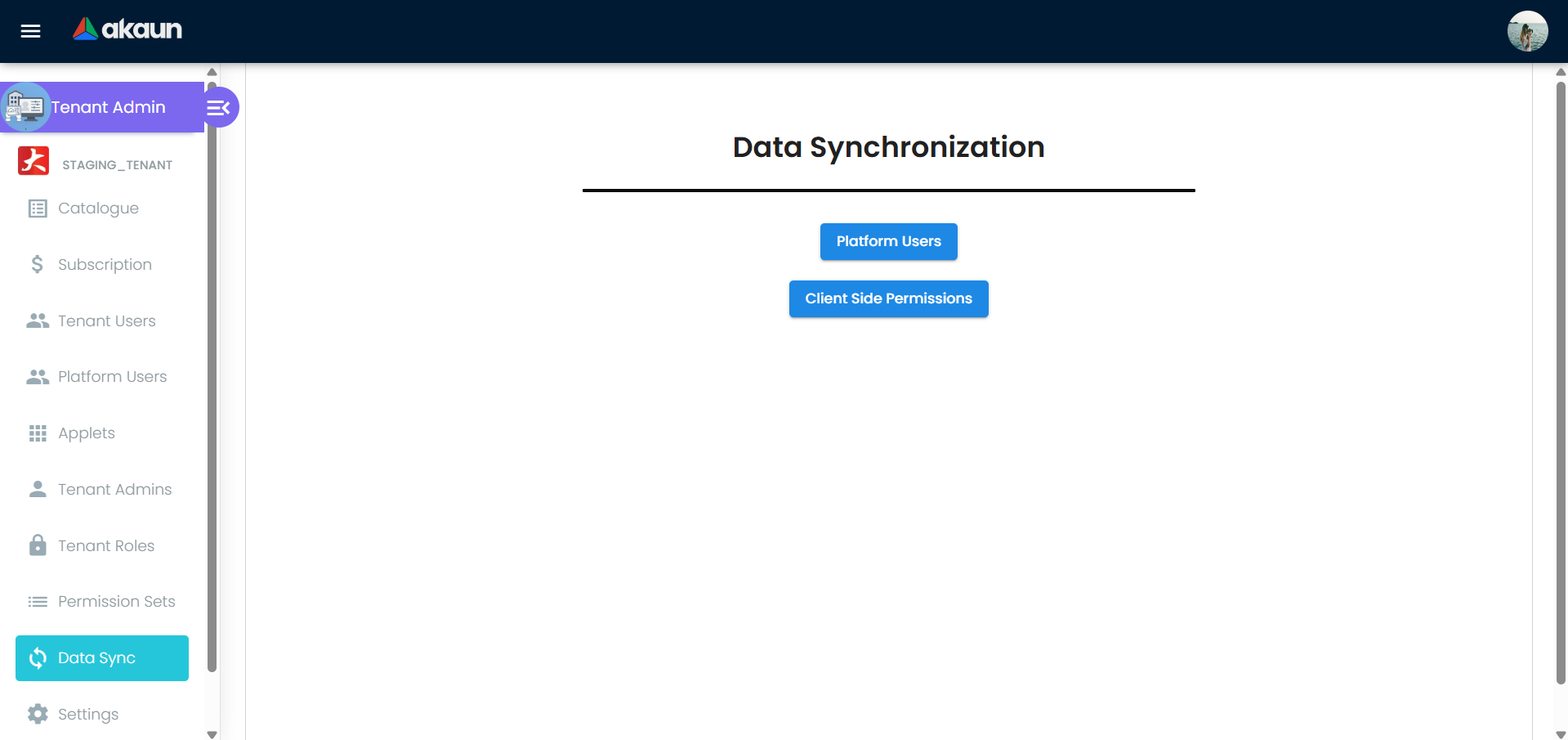 Data Synchronization page