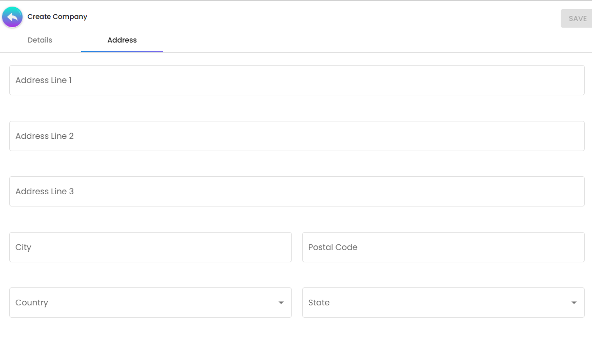 Company Address Tab - optional contact and location metadata