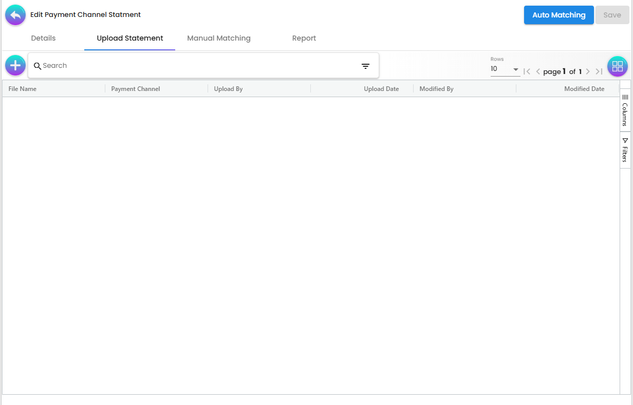 Upload Statement Tab - managing gateway CSV imports and format selection
