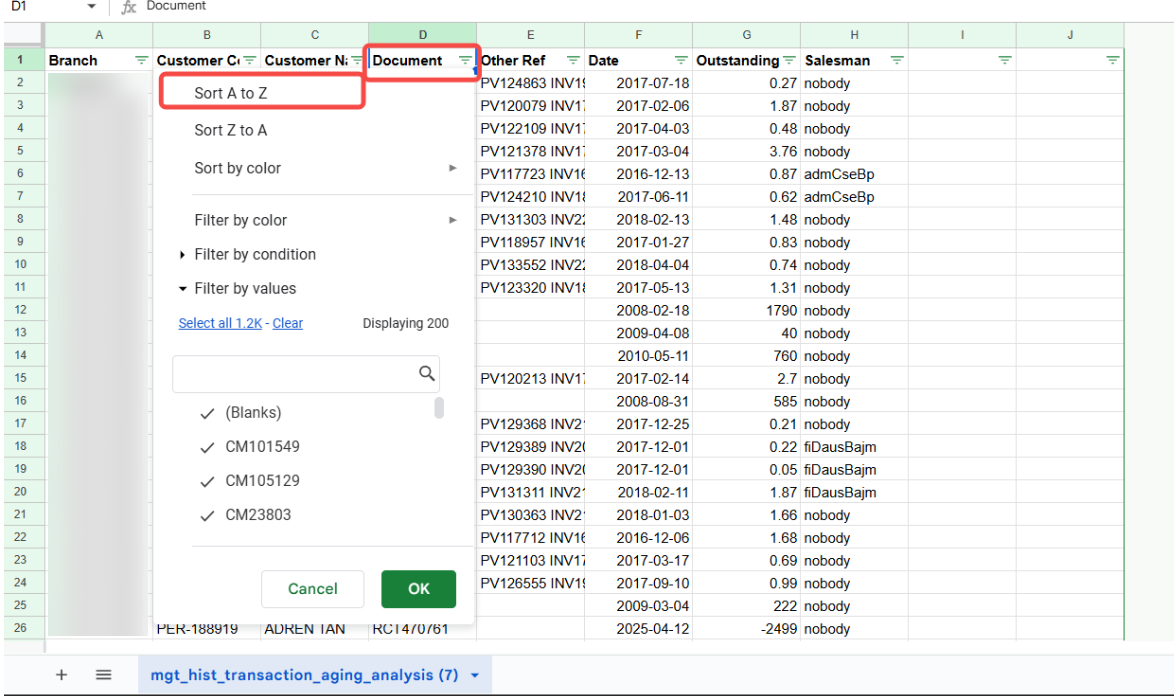 Filtering Data Screenshot 2