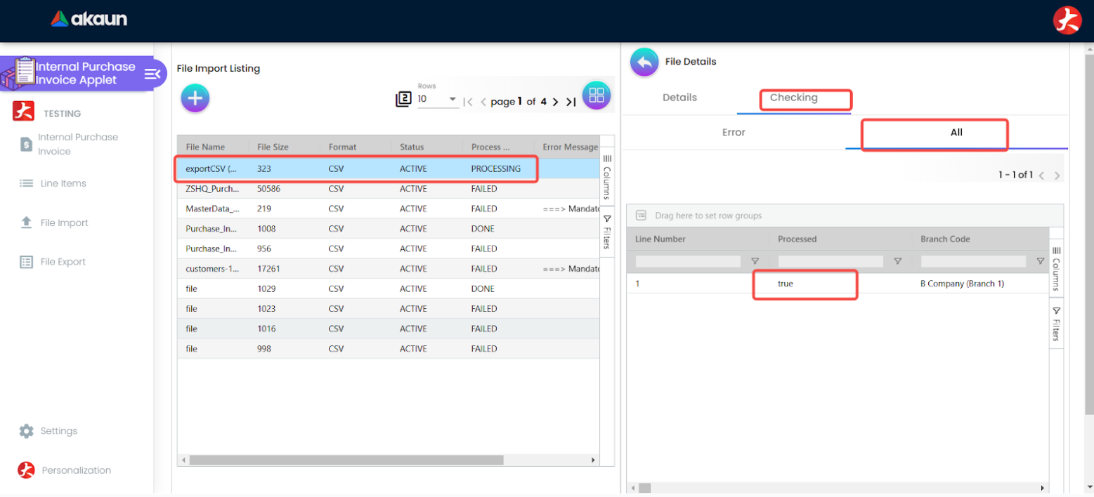 Checking data Screenshot