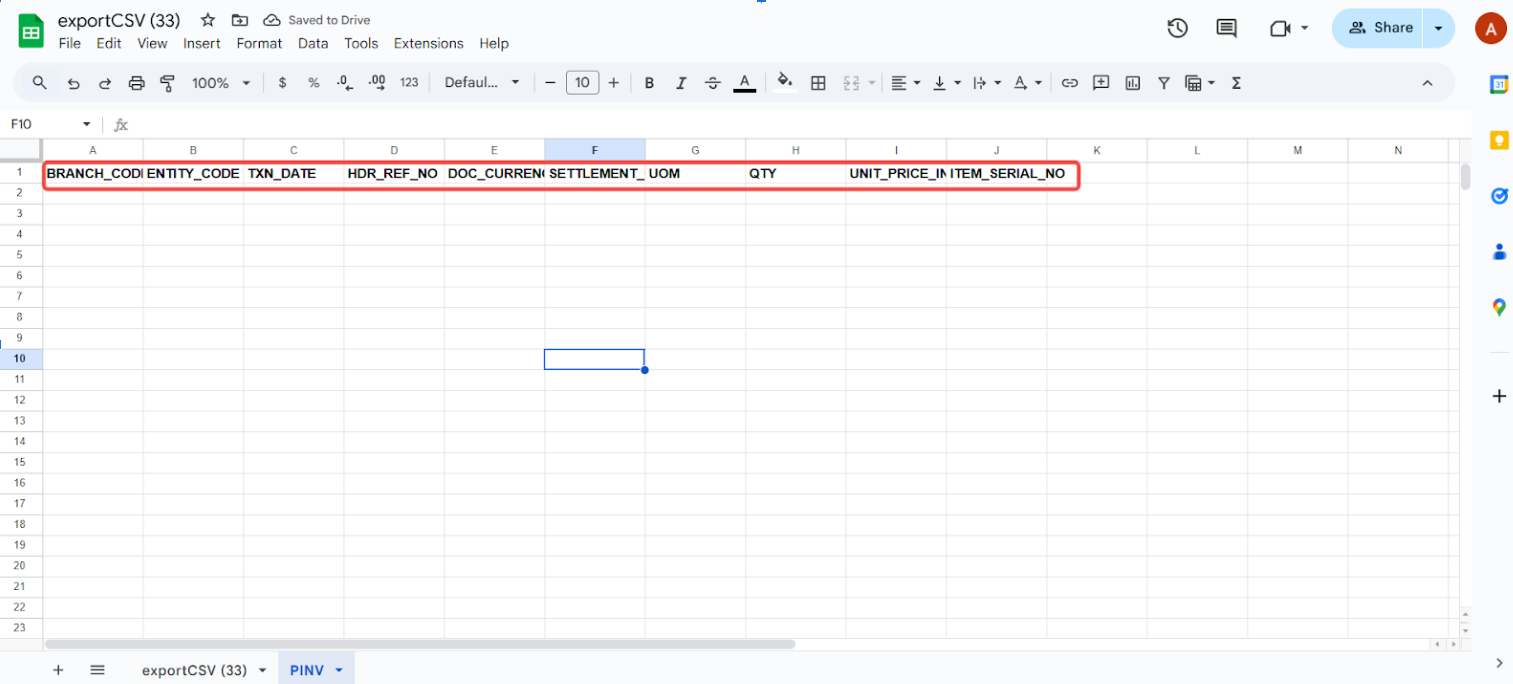 Opening Balance Screenshot