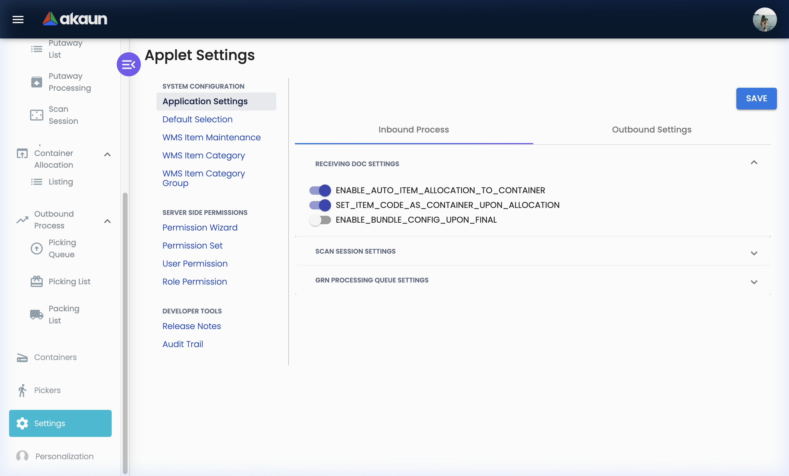 Application Settings Details