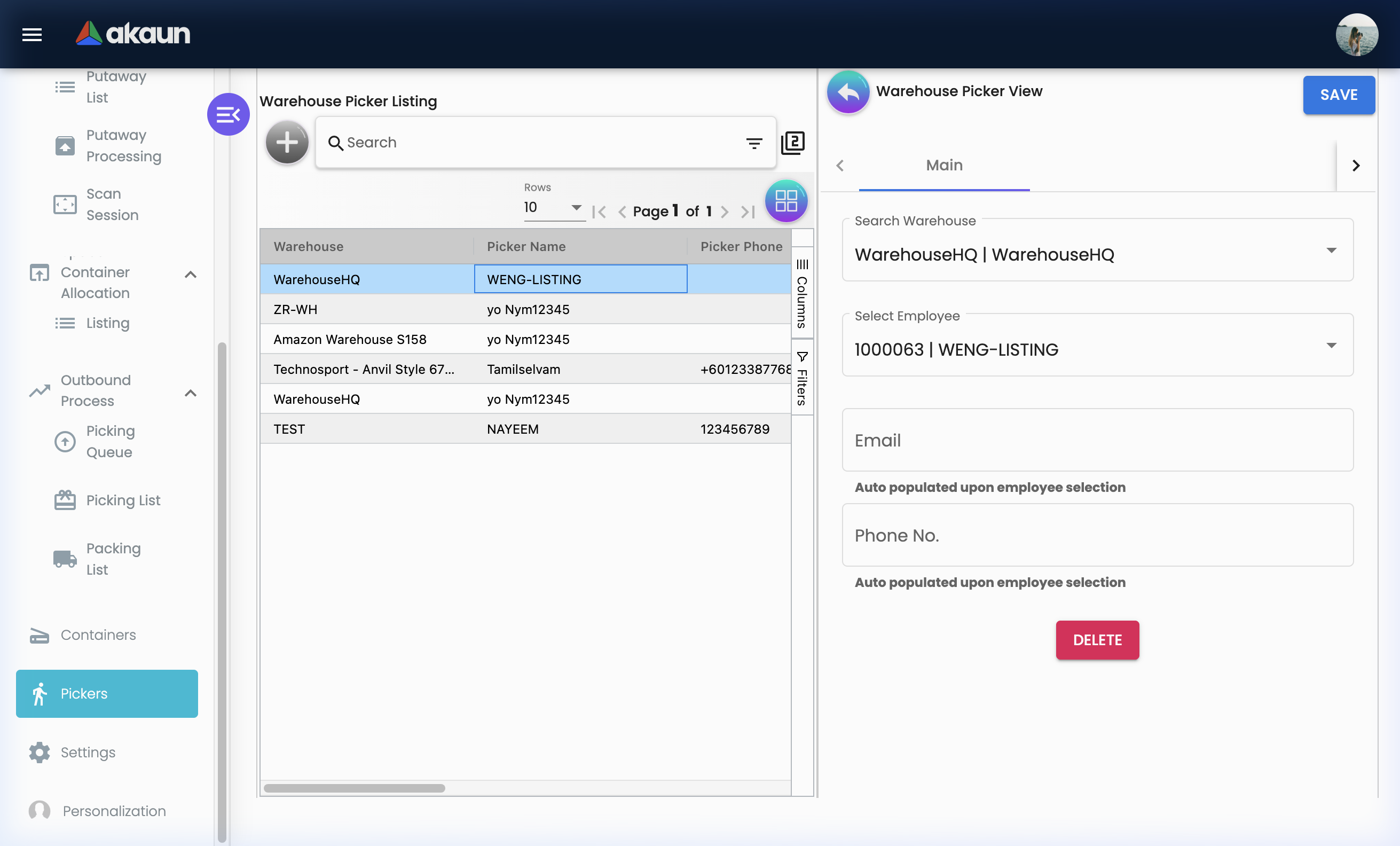 Warehouse Picker View