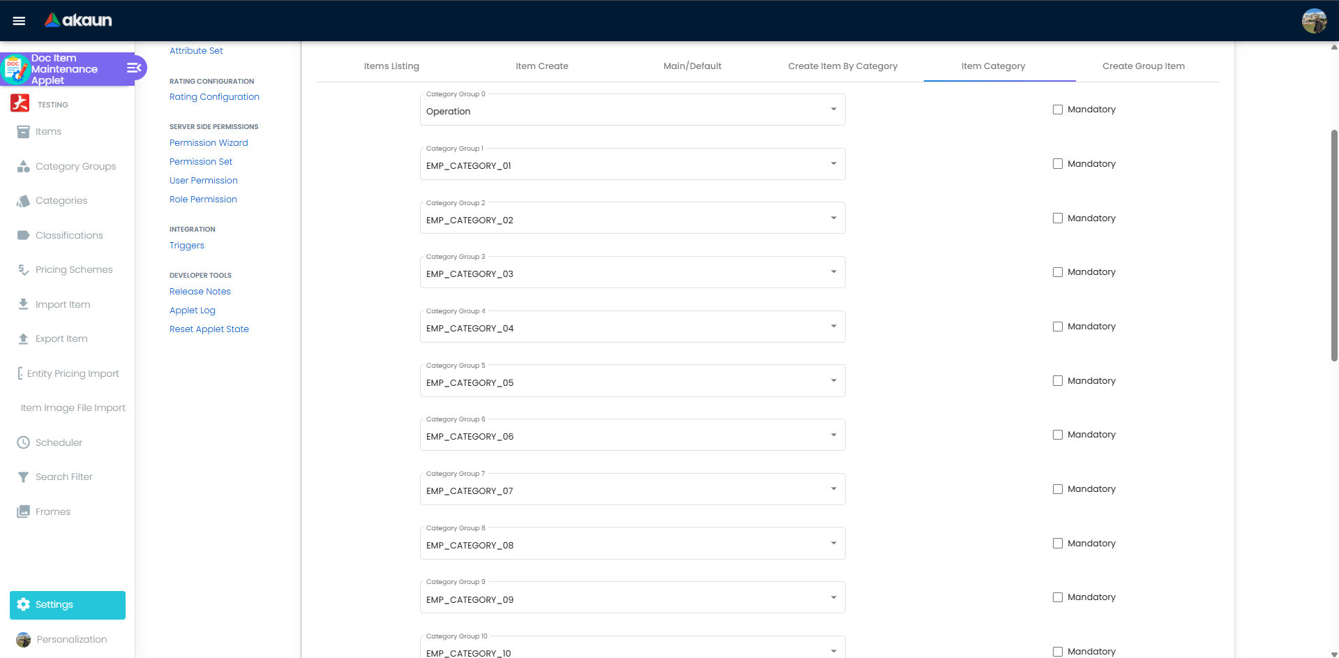 Category Group Mapping